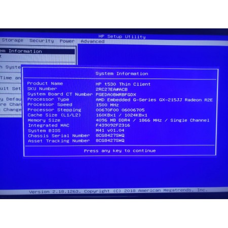 Тонкий клієнт (Неттоп) HP T530 (AMD GX-215JJ, 4Gb DDR4, 32Gb SSD, Radeon R2E)