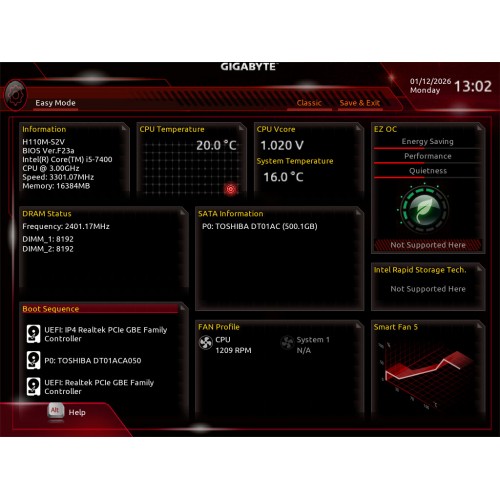 Комп'ютер s1151 Intel Core i5-7400, 16Gb DDR4, 500Gb HDD