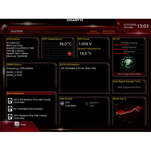 Комп'ютер s1151 Intel Core i5-7500, 16Gb DDR4, 500Gb HDD