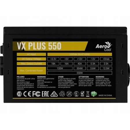 Купити блок живлення Aerocool VX-550 550W (ACPN-VX55NEY.11) 550Вт (4+4pin CPU, 6pin GPU)