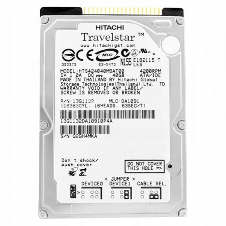 Жорсткий диск 2.5 Hitachi Travelstar 4k40 HTS424040M9AT00 40GB