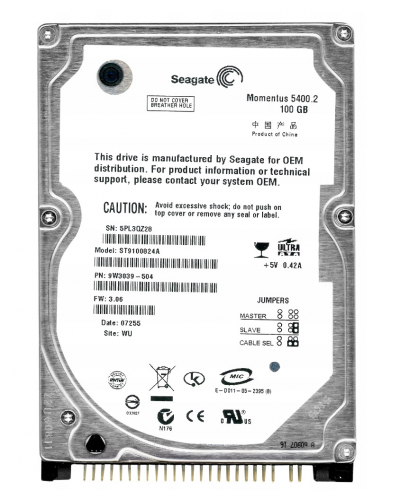 Жорсткий диск 2.5 Seagate Momentus ST9100824A 100GB 5400rpm 8MB