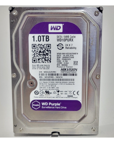 Жорсткий диск 3.5 Western Digital Purple WD10PURX-78E5EY0 1TB 5400rpm 64MB SATA 3