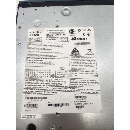 Маршрутизатор Cisco 1921/K9 (2 GE, 2 EHWIC slots, 512DRAM, IP Base) Маршрутизатор Cisco 1921/K9 (2 GE, 2 EHWIC slots, 512DRAM, IP Base)