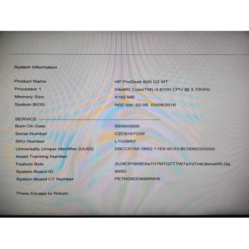 Купити комп'ютер HP ProDesk 600 G2 з Intel Core i3, 8 ГБ RAM та 500 ГБ HDD в RPC